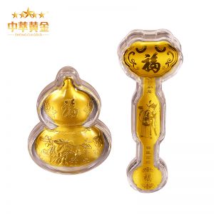0.4克足金葫蘆如意擺件平安保險(xiǎn)會(huì)銷禮品