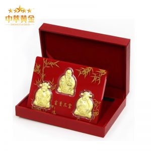 福祿壽喜財(cái)套裝黃金擺件會(huì)銷(xiāo)禮品